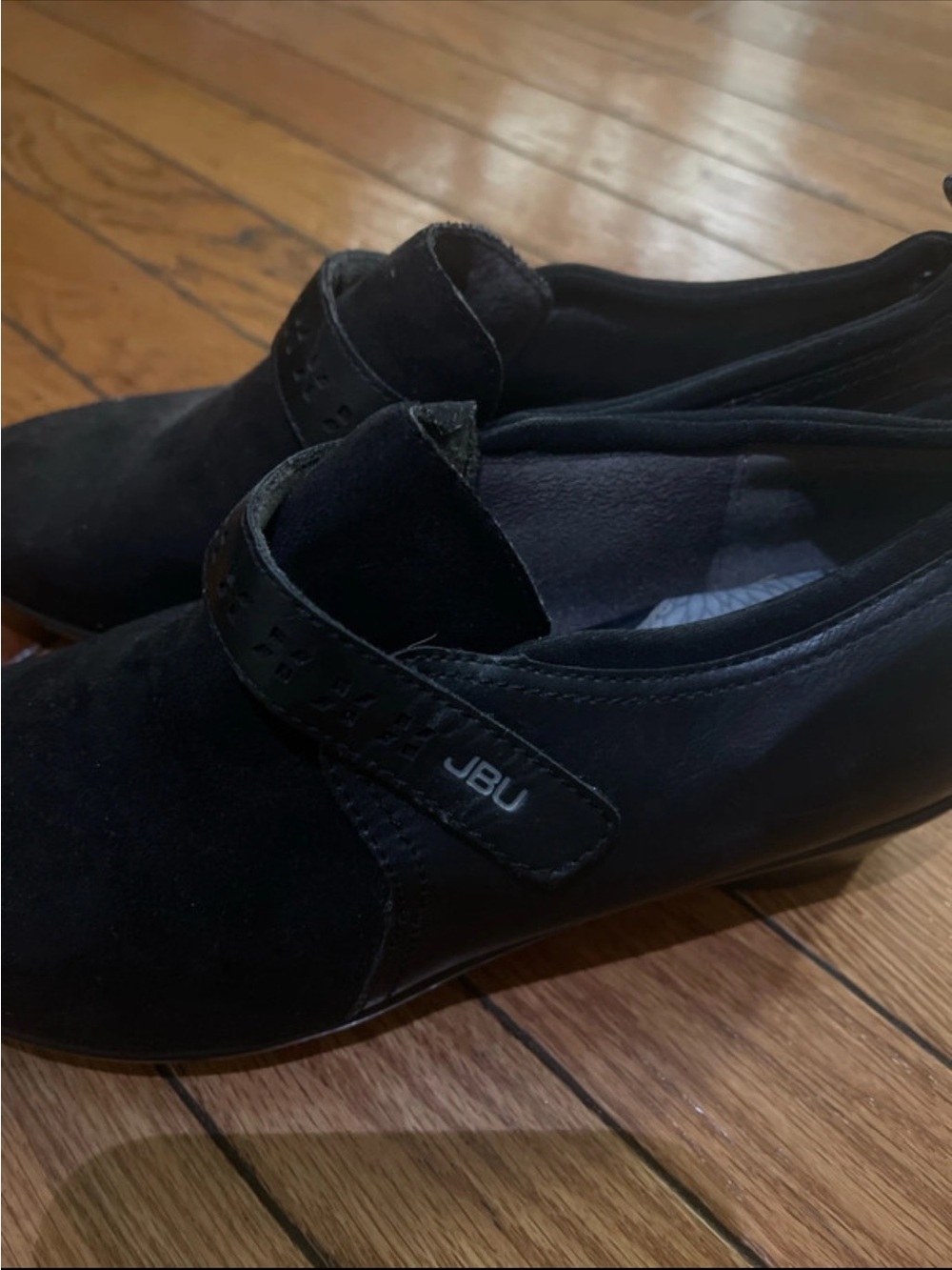 JBU Women’s Black Slip-On Loafers with Velcro Strap